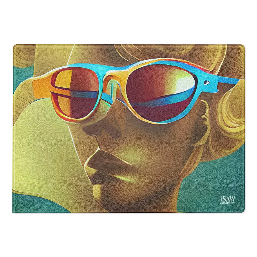 Retro Cool Blue - Glass Cutting Board - iSAW Company