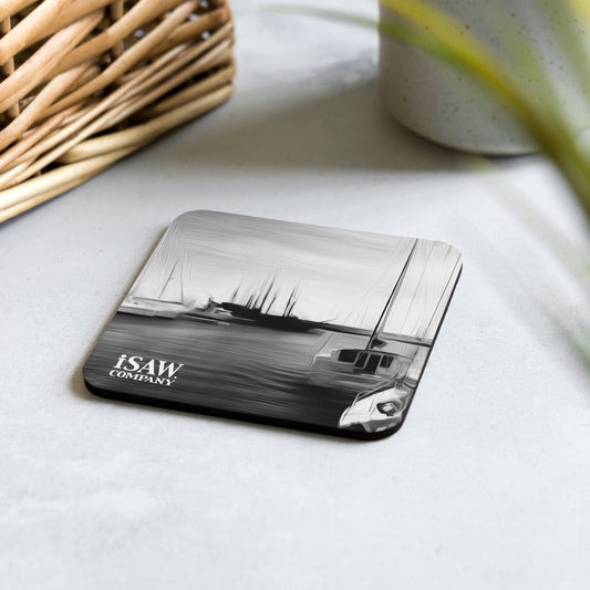 The Sleeping Yachts (at Night) - Cork Back Coaster - iSAW Company