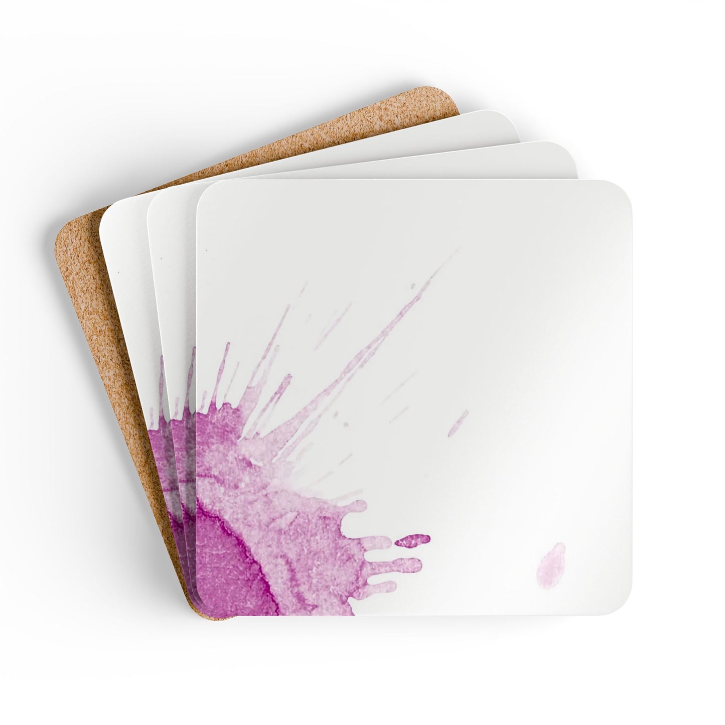 Watercolour Pink Splash - Cork Back Coaster Set - iSAW Company