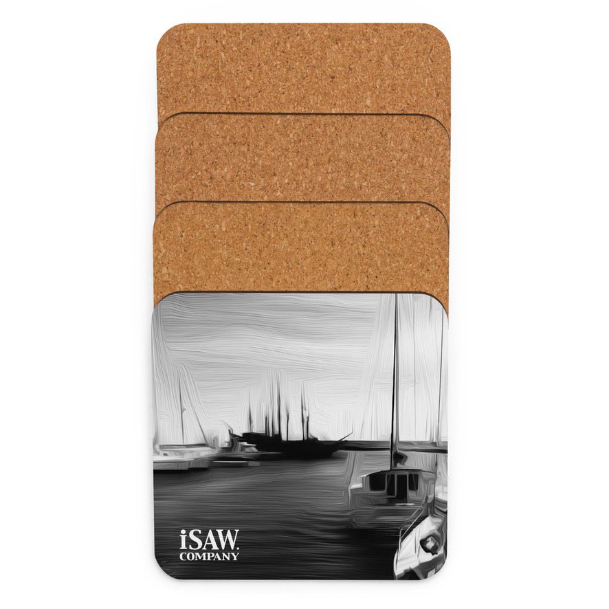 The Sleeping Yachts (at Night) - Cork Back Coaster - iSAW Company