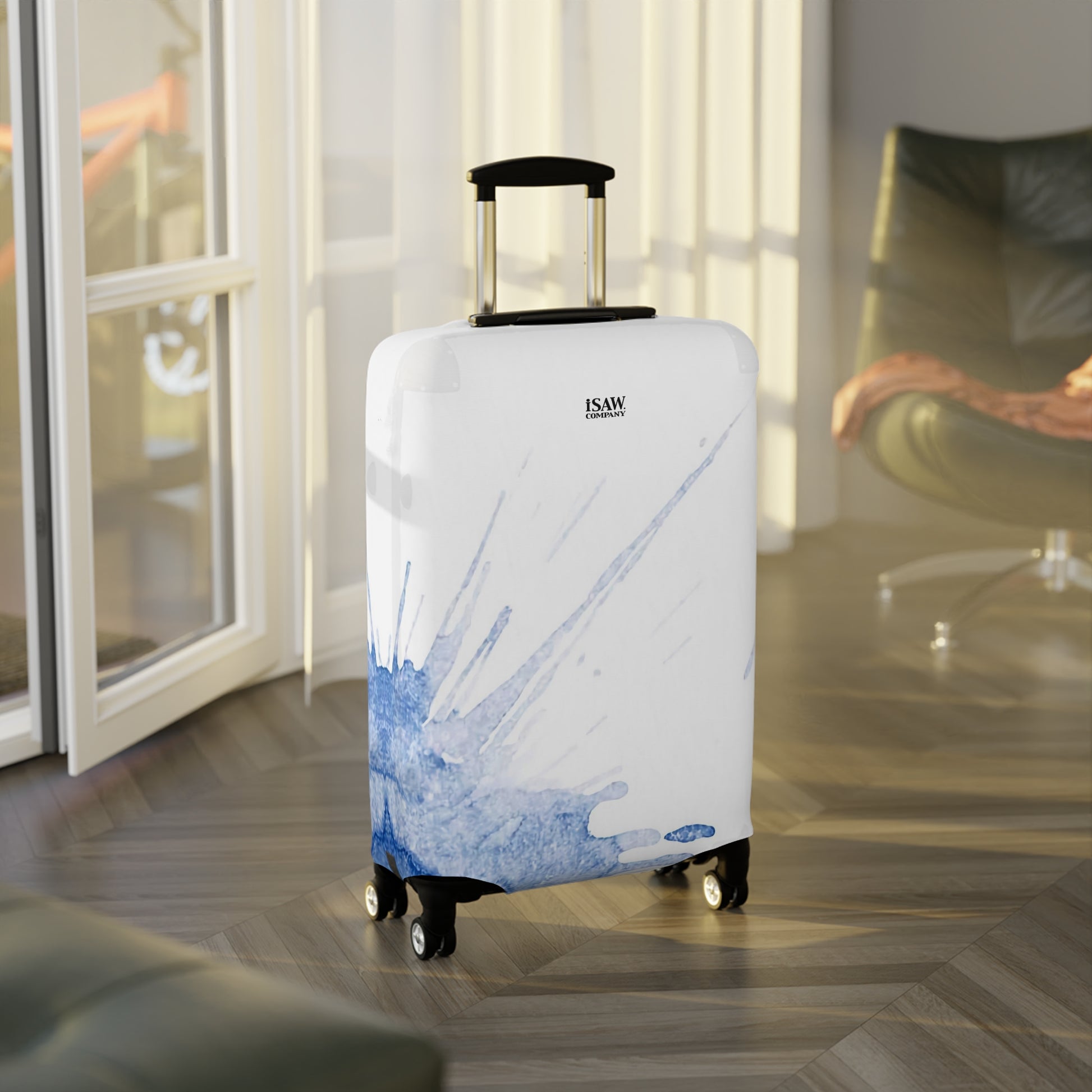 Watercolour Blue Splash – Protective Suitcase Cover - iSAW Company