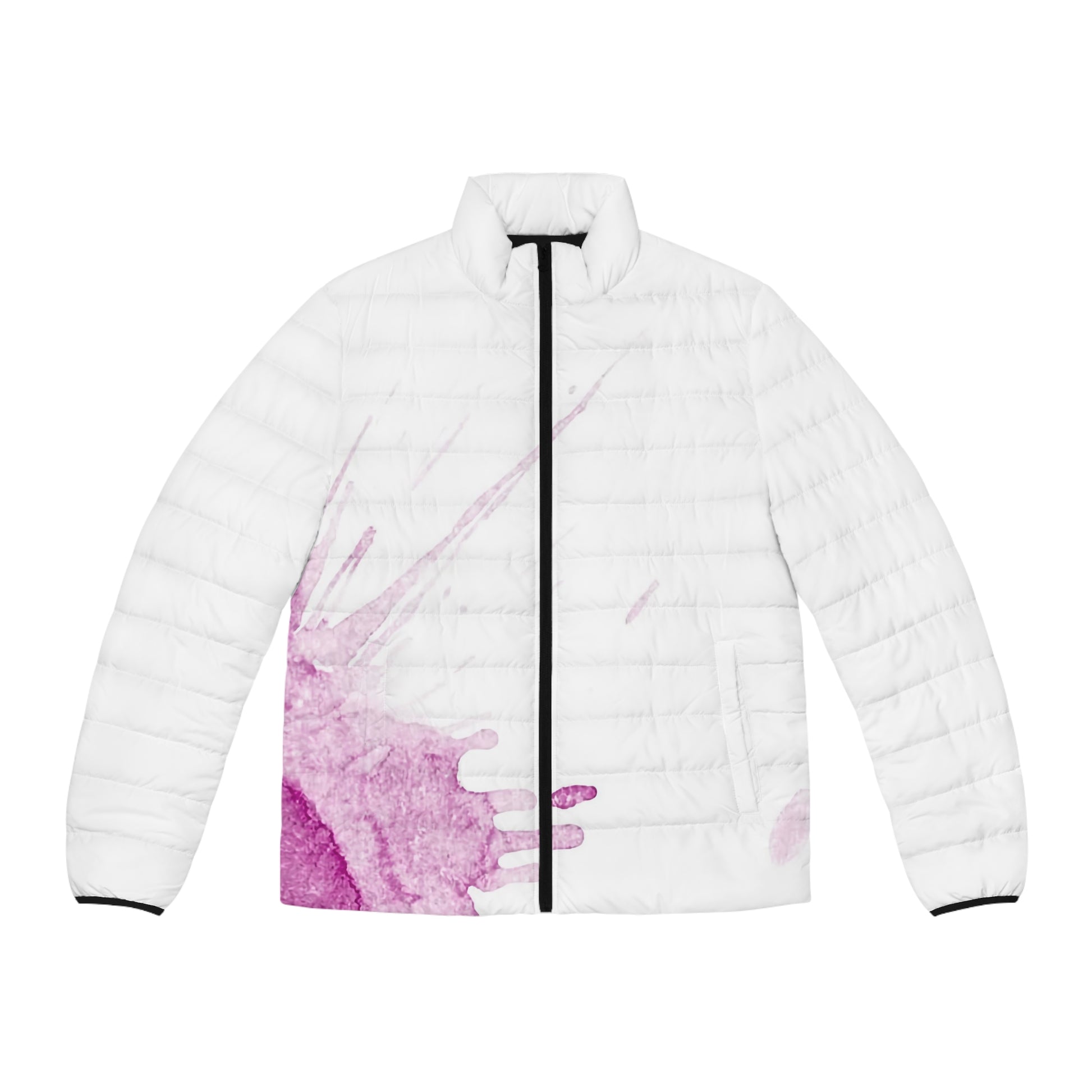 Watercolour Pink Splash - Mens Puffer Jacket - iSAW Company