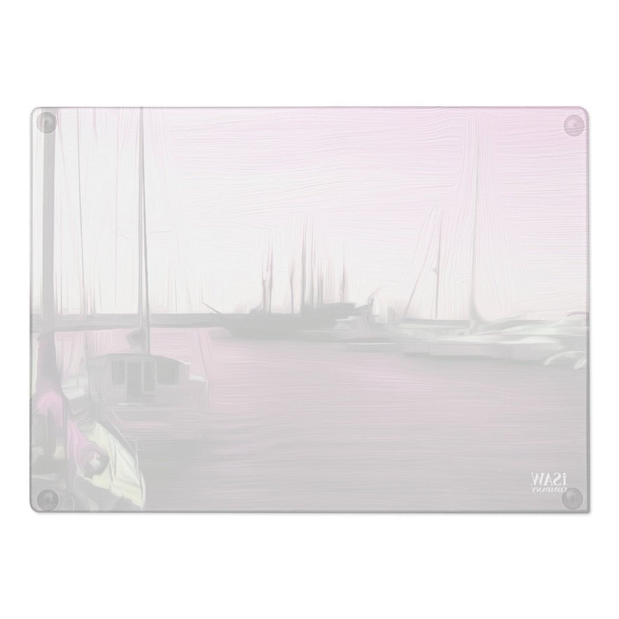 The Sleeping Yachts (at Evening) - Glass Cutting Board - iSAW Company