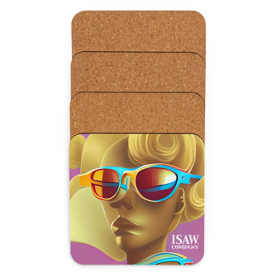 Retro Cool Pink - Cork Back Coaster - iSAW Company