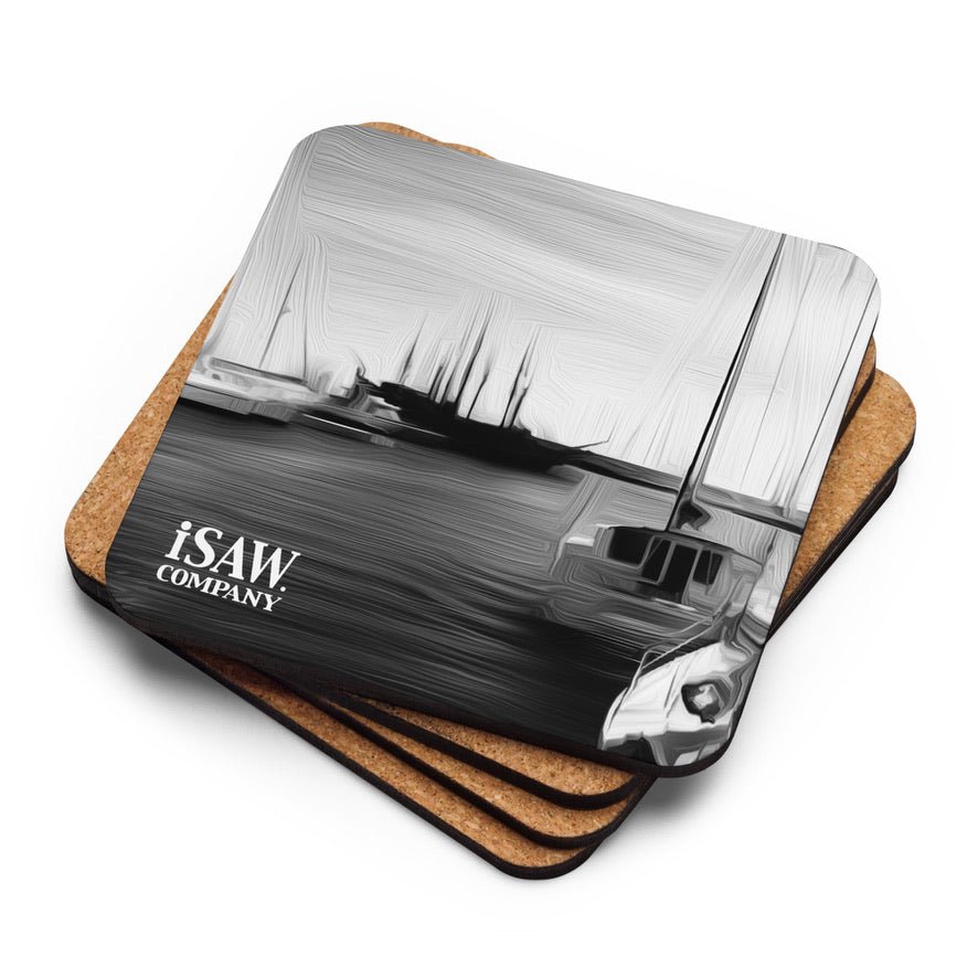 The Sleeping Yachts (at Night) - Cork Back Coaster - iSAW Company