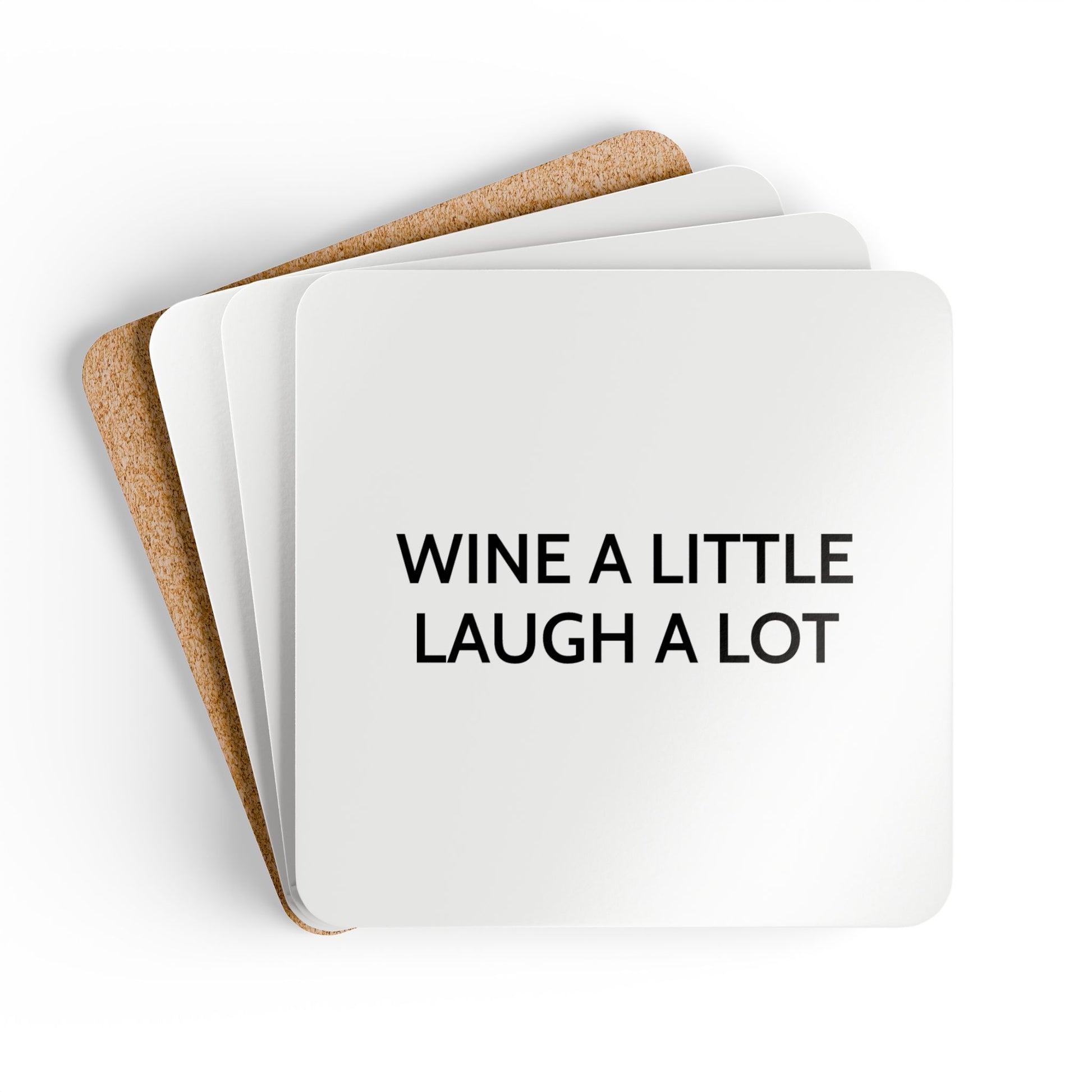 Wine A Little Laugh A Lot - White Cork Back Coaster Set - iSAW Company