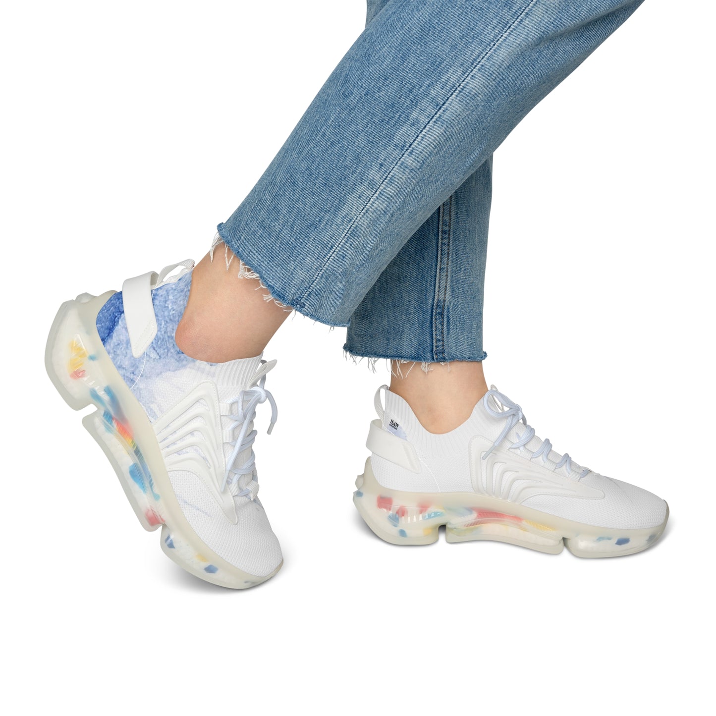 Watercolour Blue Splash - Womens Mesh Street Sneakers - iSAW Company
