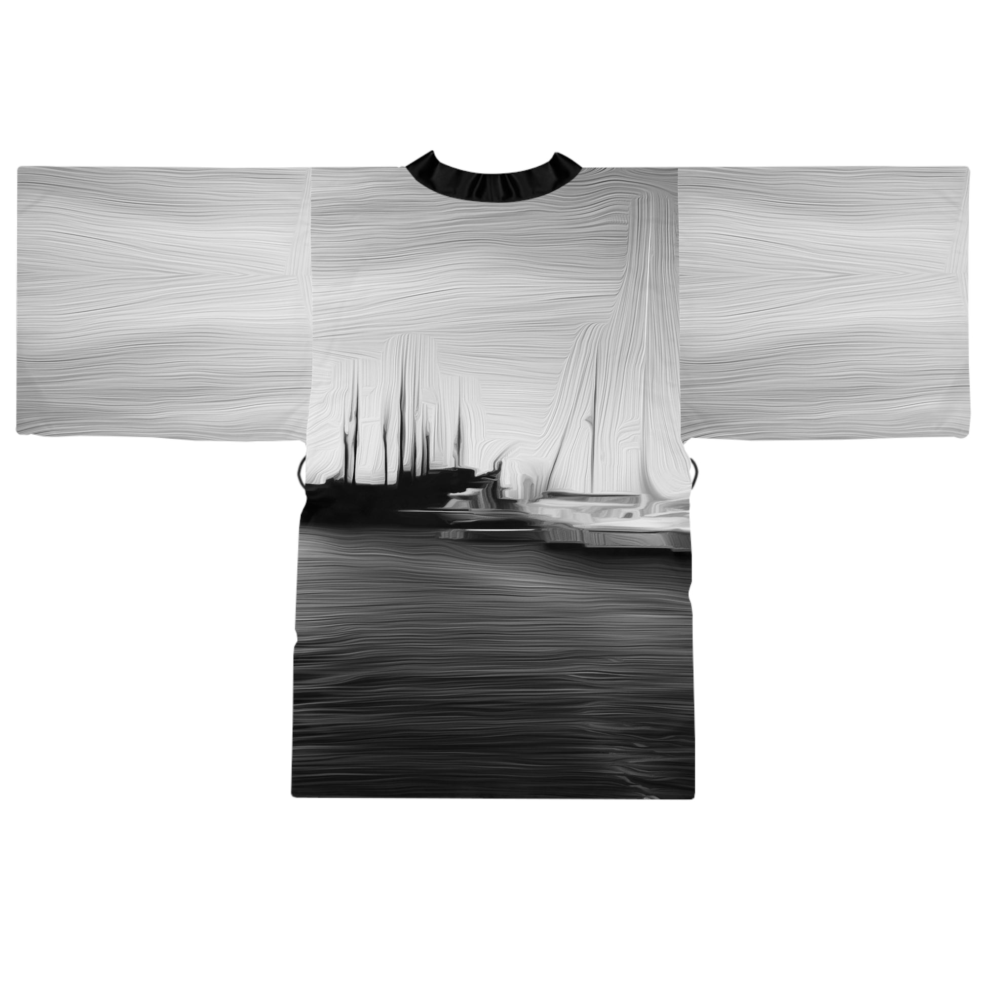 The Sleeping Yachts (at Night) - Womens Long Sleeve Kimono Robe - iSAW Company
