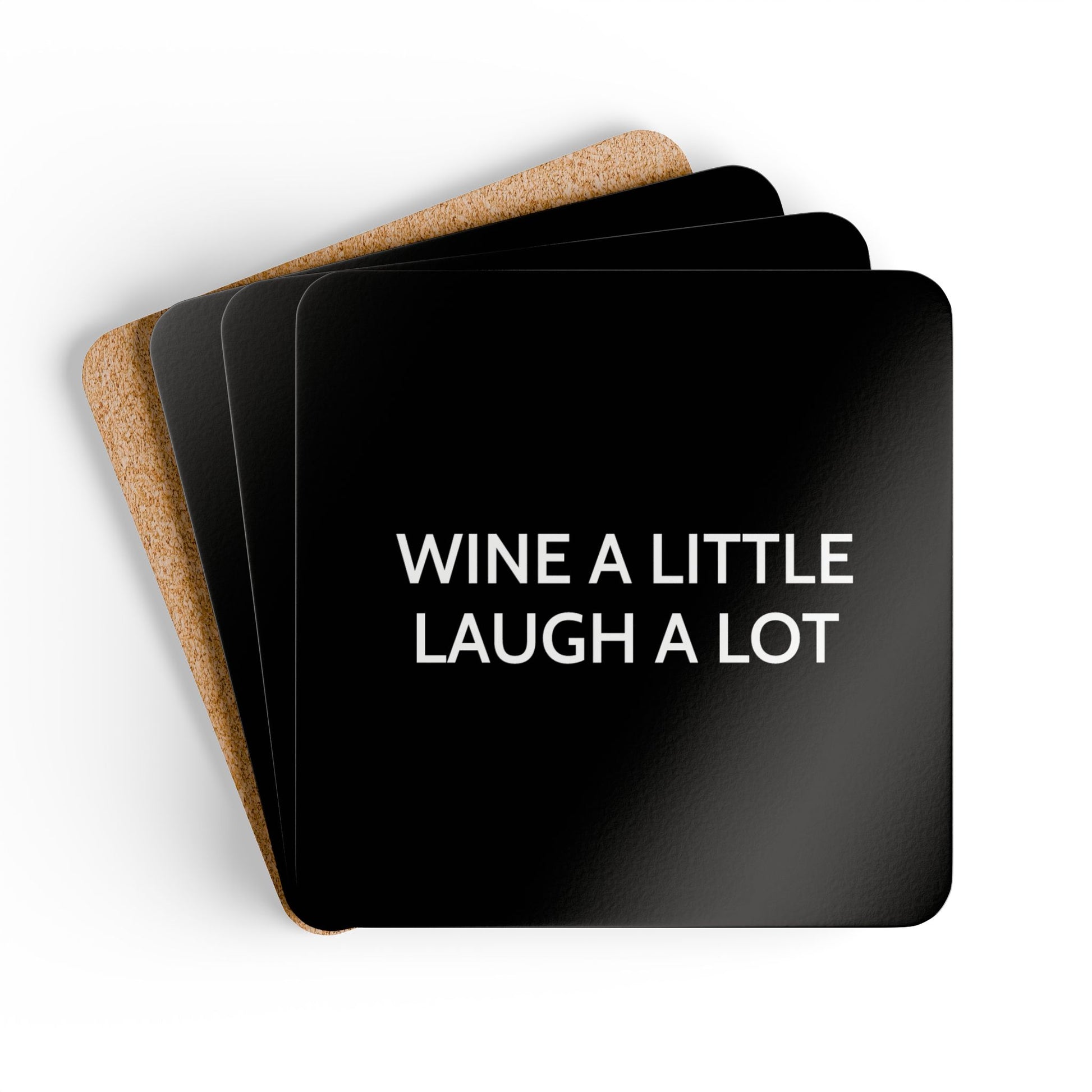 Wine A Little Laugh A Lot - Black Cork Back Coaster Set - iSAW Company