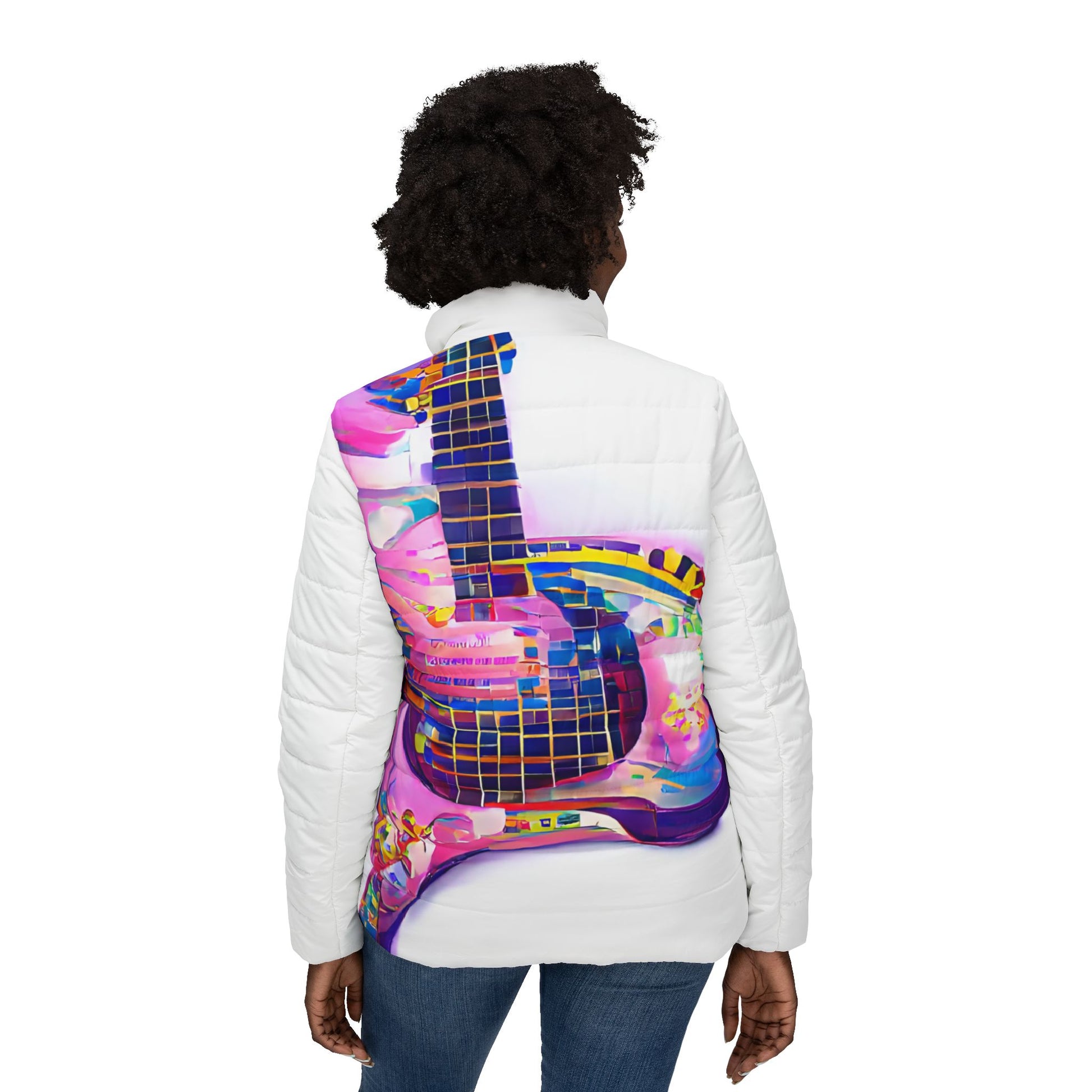 Hippie Guitar - Womens Puffer Jacket - iSAW Company