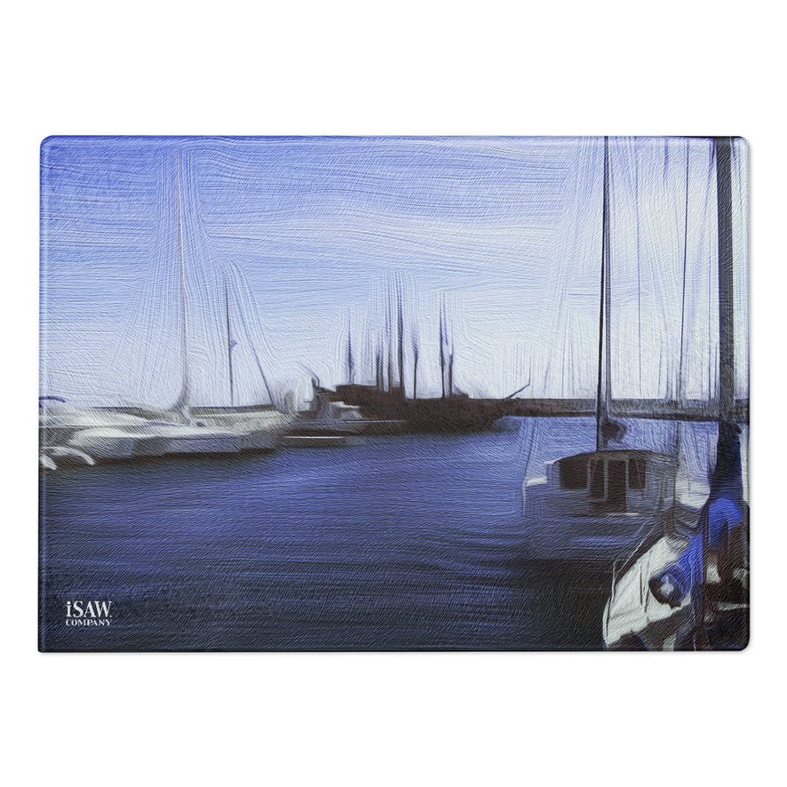The Sleeping Yachts (at Afternoon) - Glass Cutting Board - iSAW Company