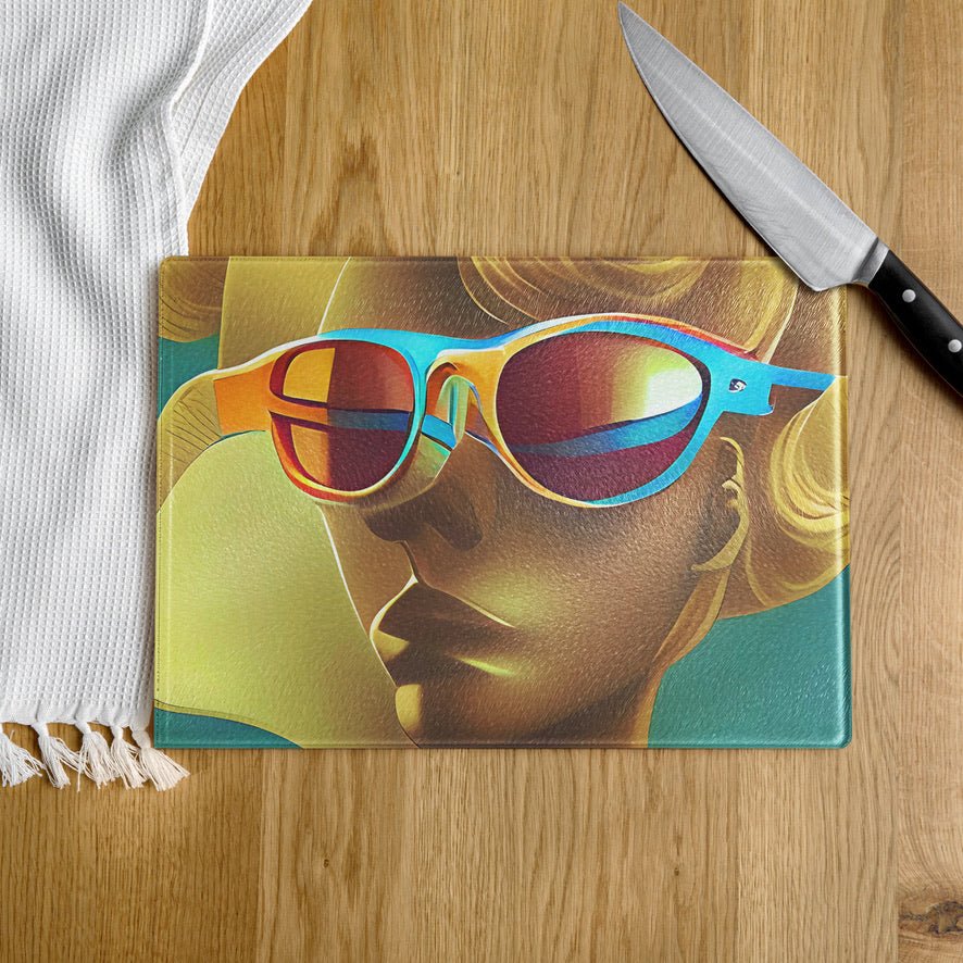 Retro Cool Blue - Glass Cutting Board - iSAW Company