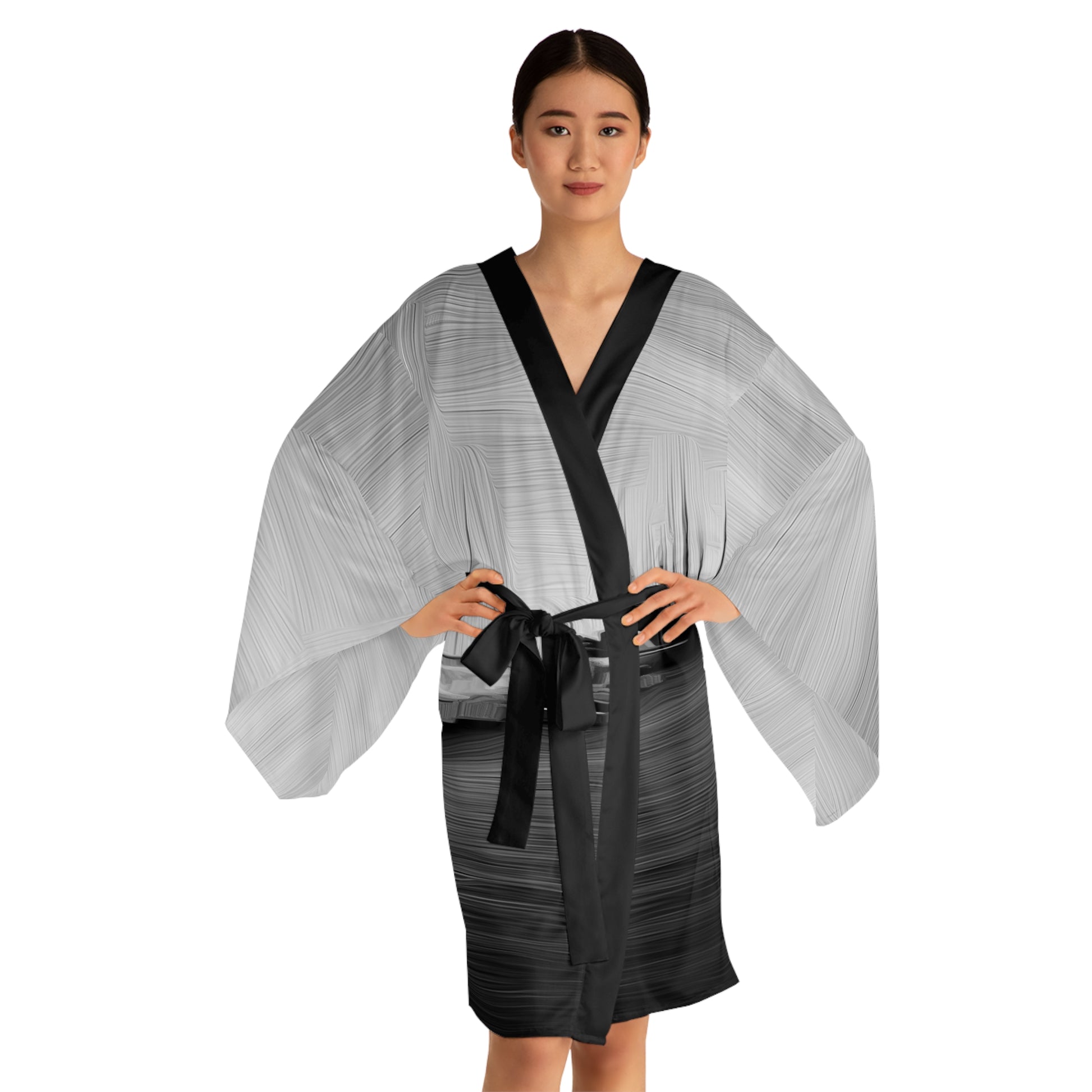 The Sleeping Yachts (at Night) - Womens Long Sleeve Kimono Robe - iSAW Company