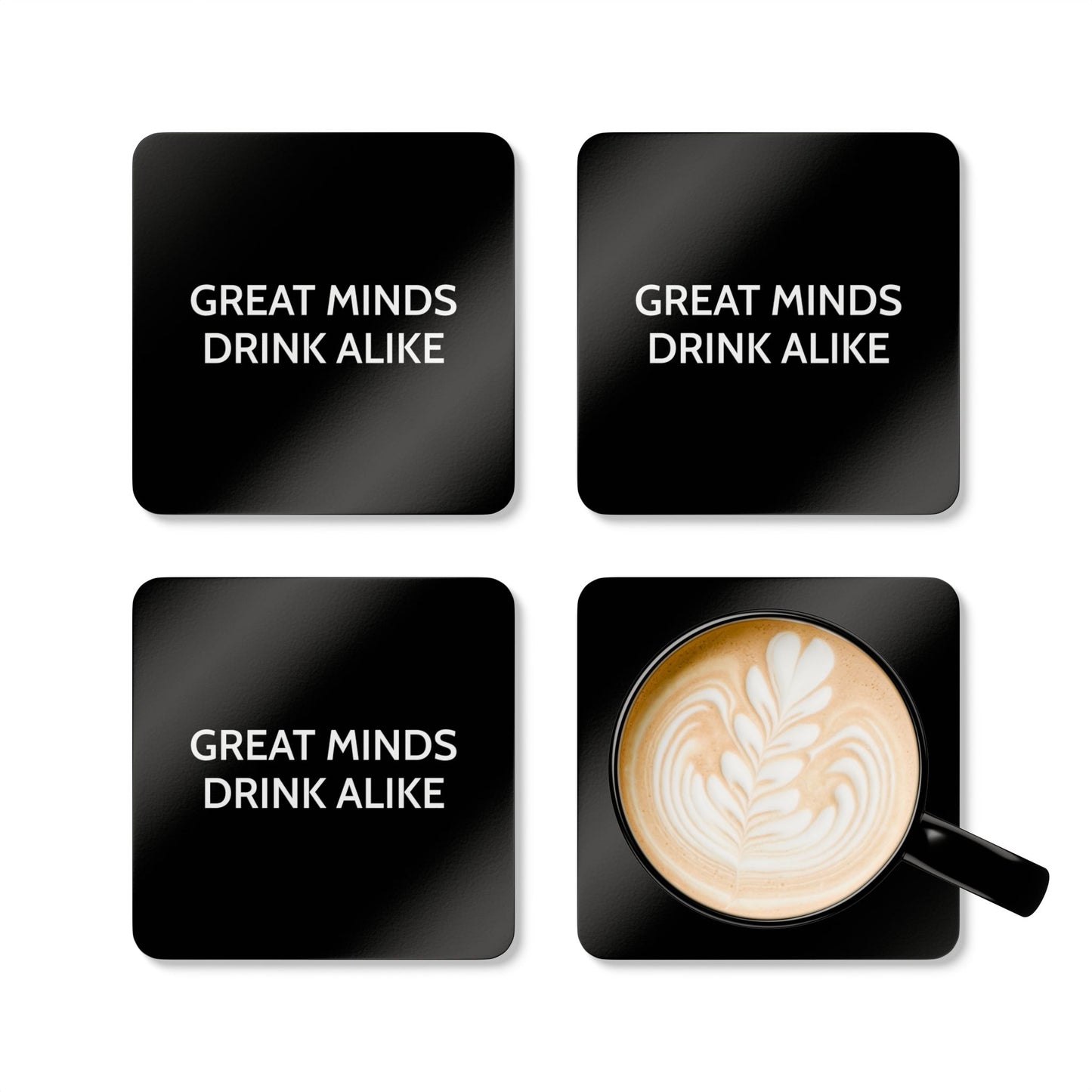 Great Minds Drink Alike - Black Cork Back Coaster Set - iSAW Company