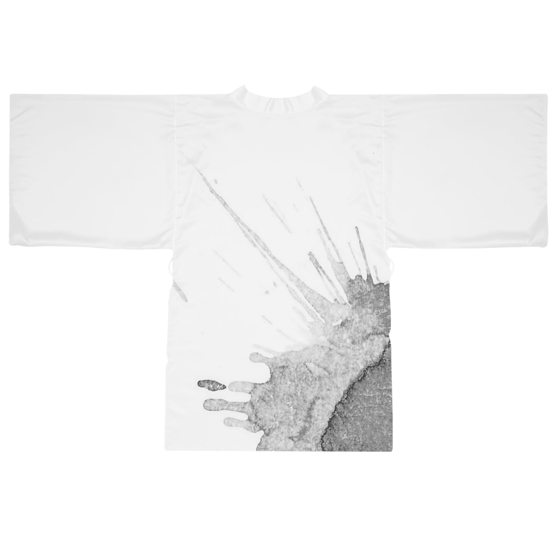 Watercolour Grey Splash - Womens Long Sleeve Kimono Robe - iSAW Company