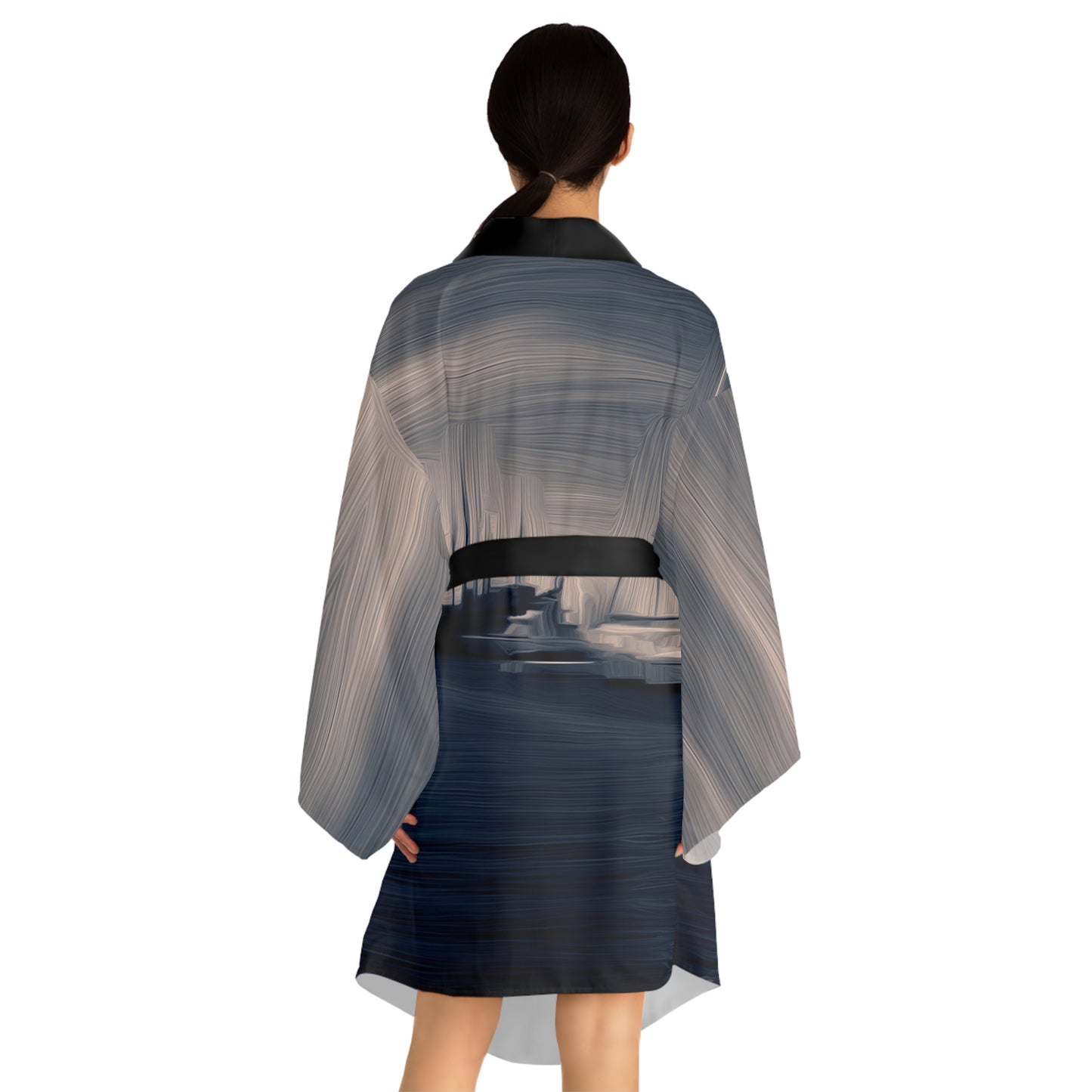 The Sleeping Yachts (at Sunrise) - Womens Long Sleeve Kimono Robe - iSAW Company