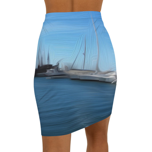 The Sleeping Yachts (at Morning) - Womens Pencil Skirt - iSAW Company
