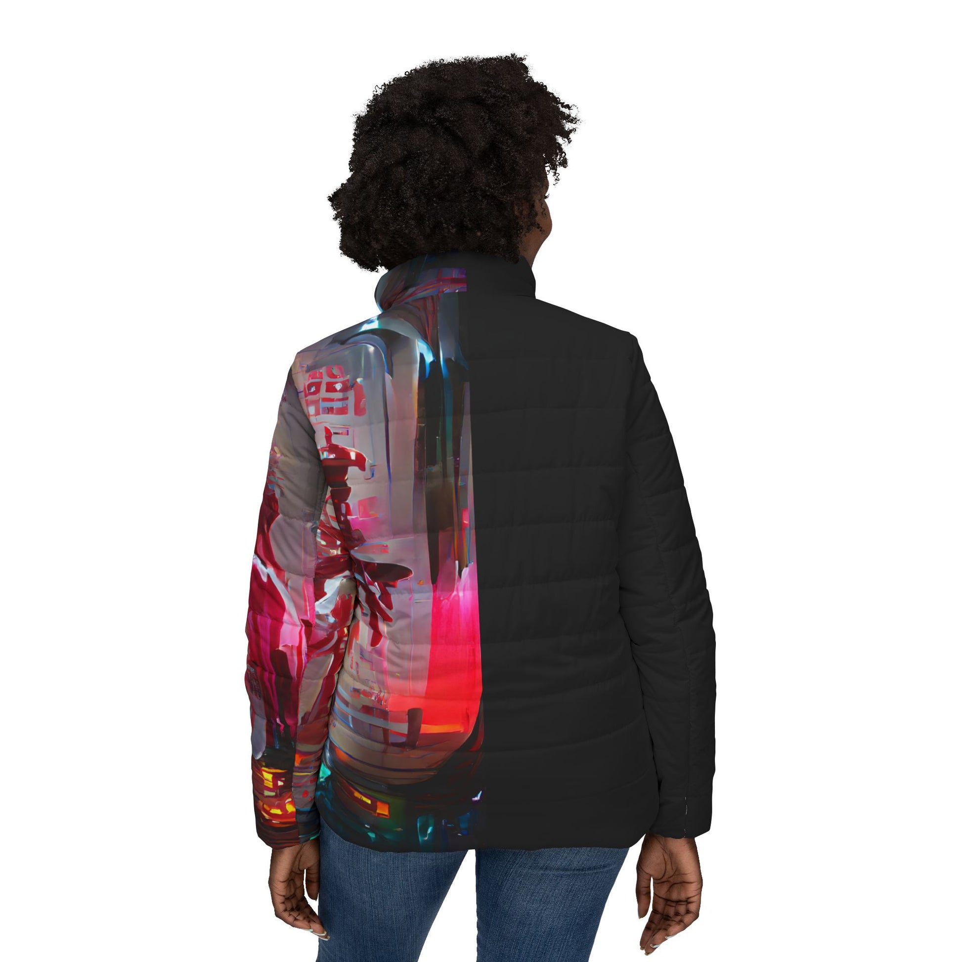 Half Black Half Báijiǔ - Womens Puffer Jacket - iSAW Company