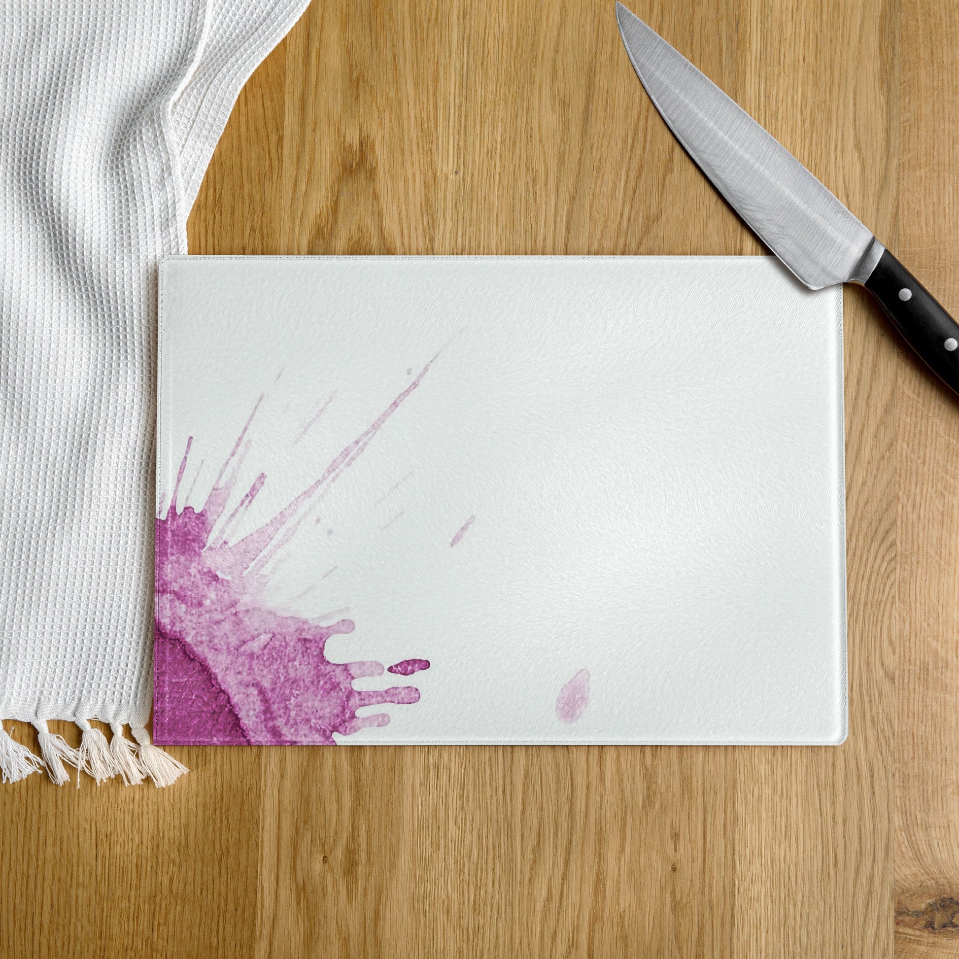 Watercolour Pink Splash - Glass Cutting Board - iSAW Company