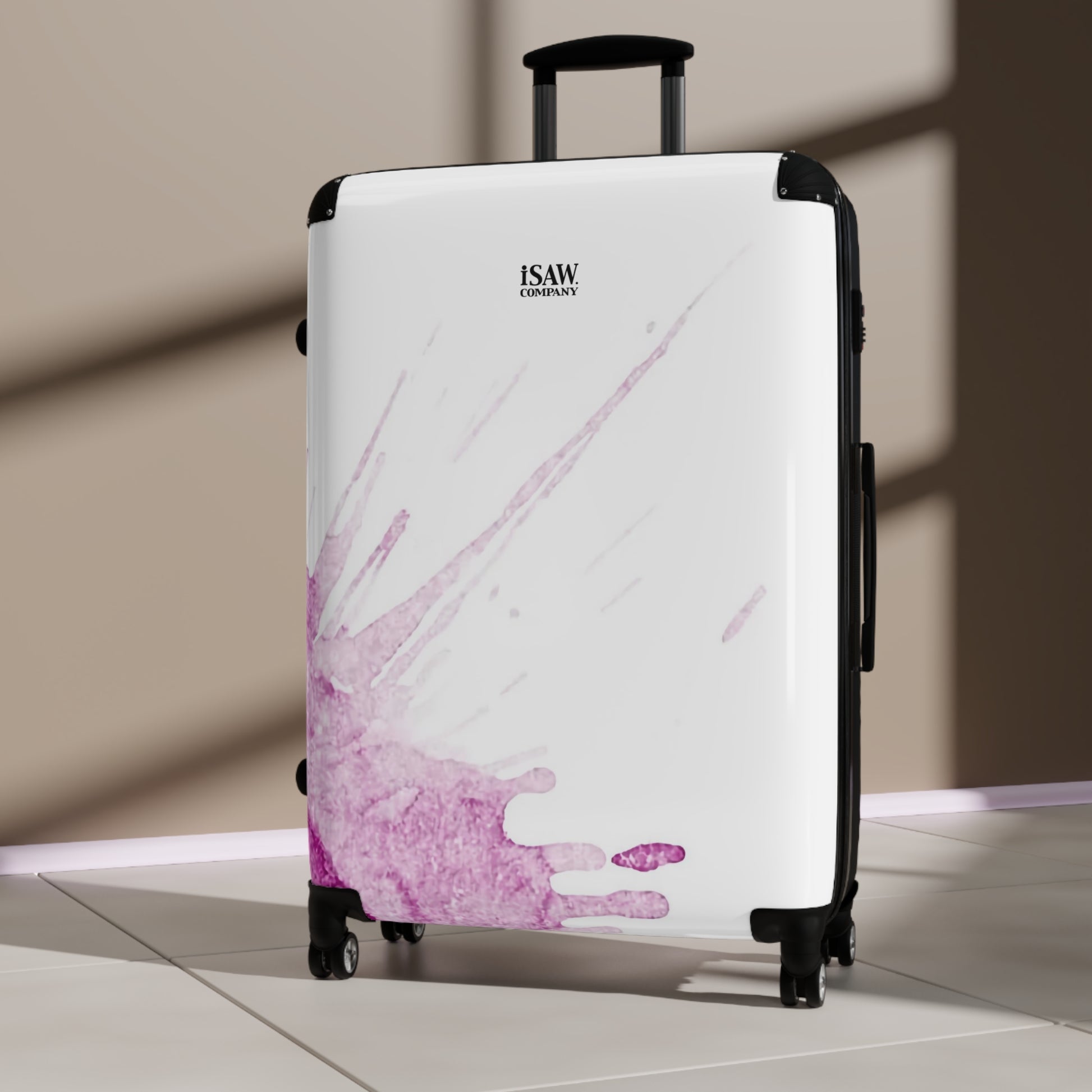 Watercolour Pink Splash - Hard - Shell Suitcase - iSAW Company