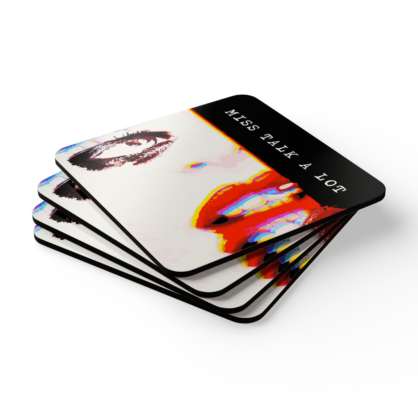 Miss Talk A Lot - Cork Back Coaster Set - iSAW Company