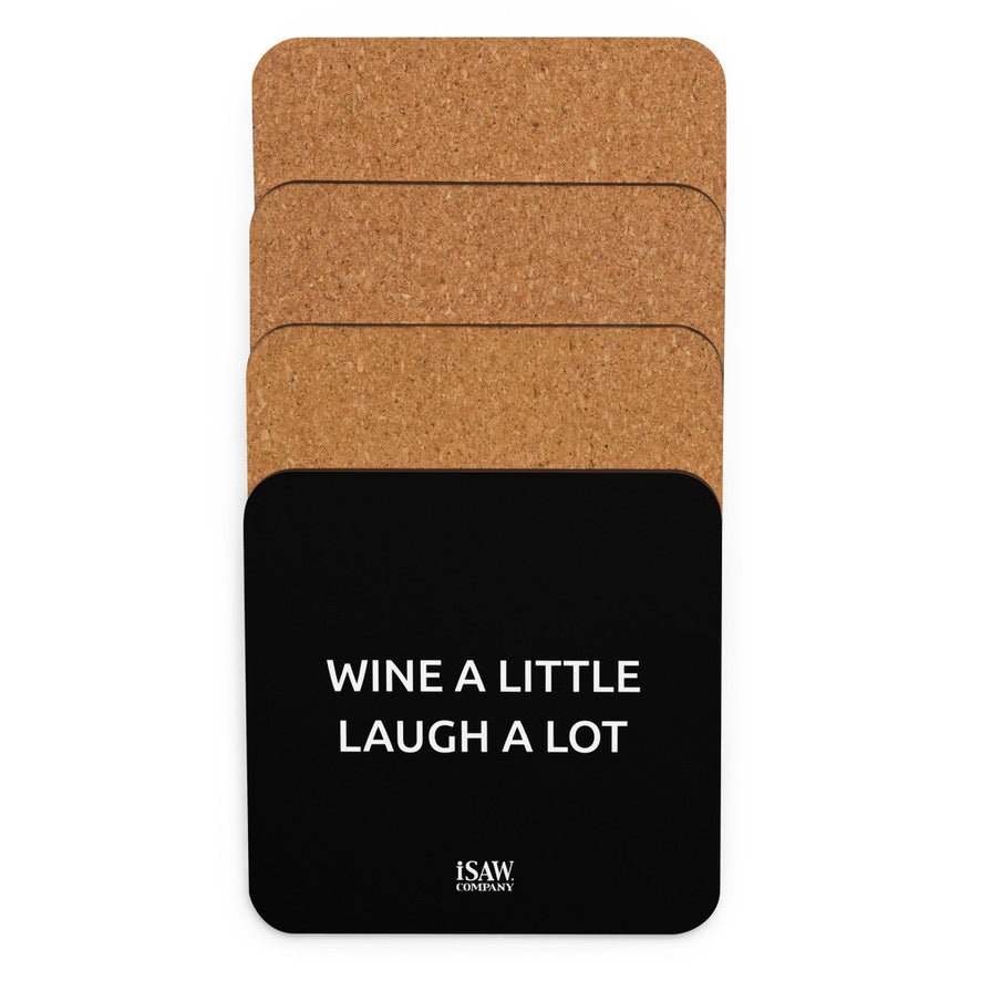 Wine A Little Laugh A Lot - Black Cork Back Coaster - iSAW Company