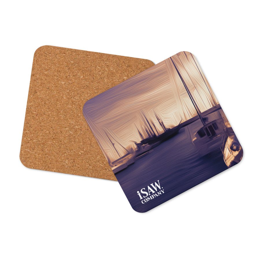 The Sleeping Yachts (at Sunset) - Cork Back Coaster - iSAW Company