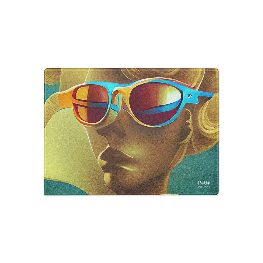 Retro Cool Blue - Glass Cutting Board - iSAW Company