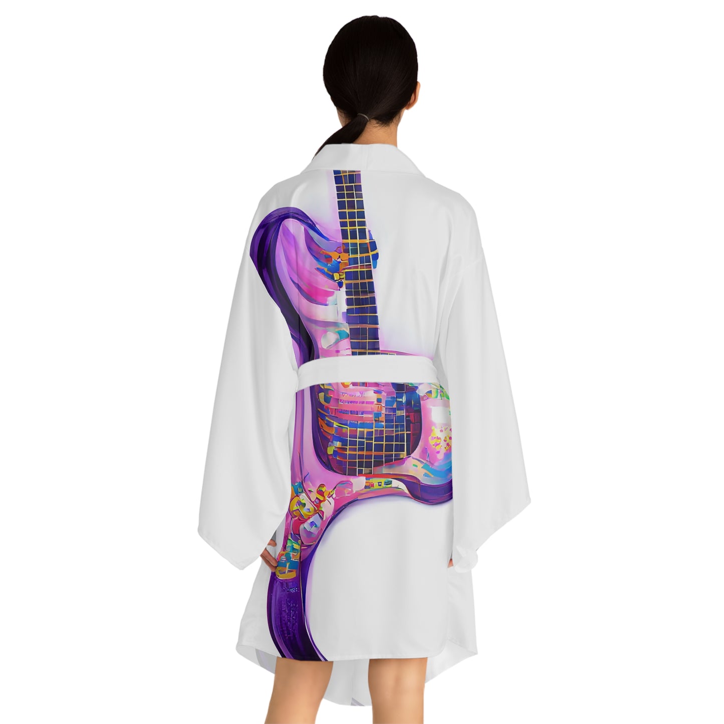 Hippie Guitar - Womens Long Sleeve Kimono Robe - iSAW Company