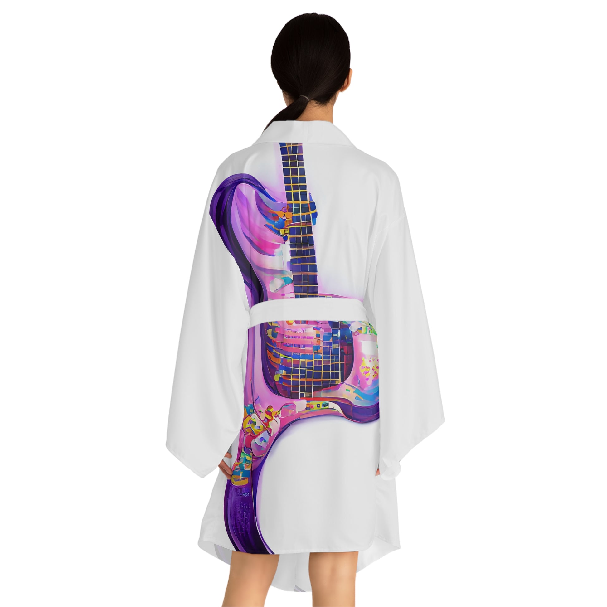 Hippie Guitar - Womens Long Sleeve Kimono Robe - iSAW Company