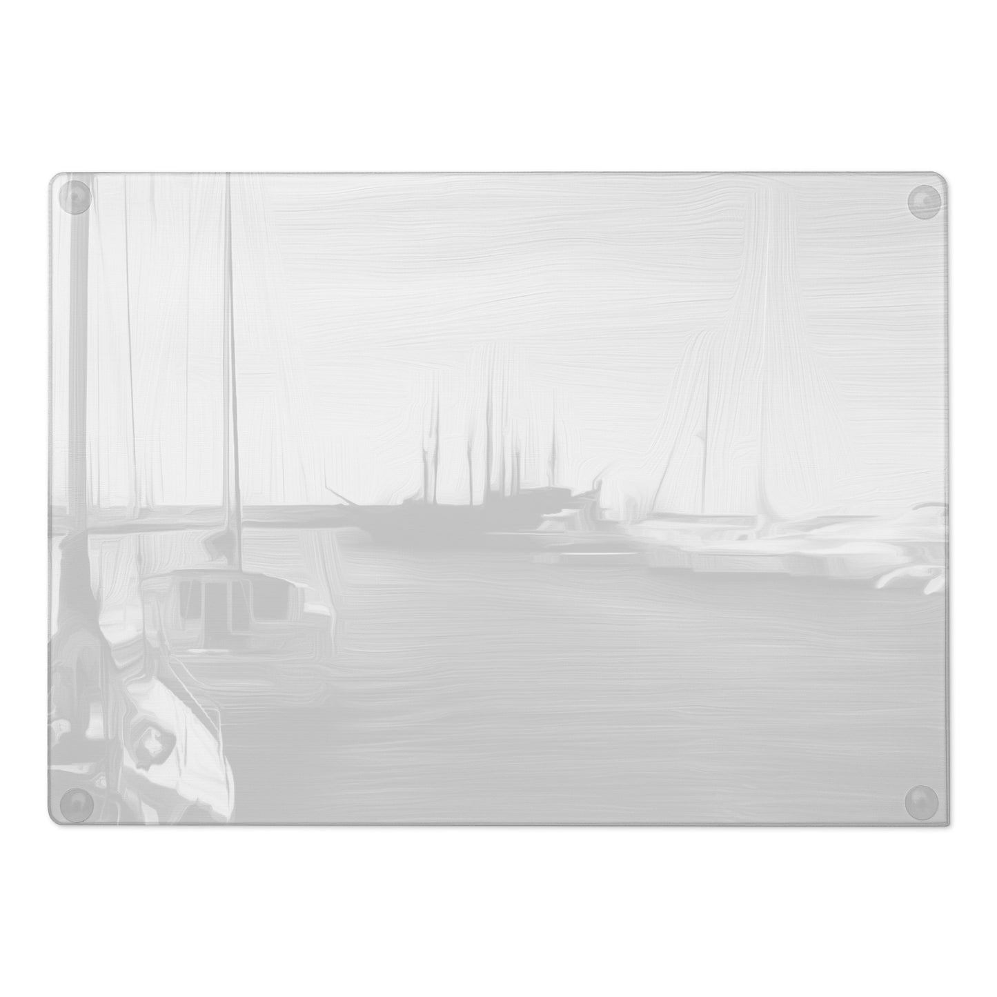 The Sleeping Yachts (at Night) - Glass Cutting Board