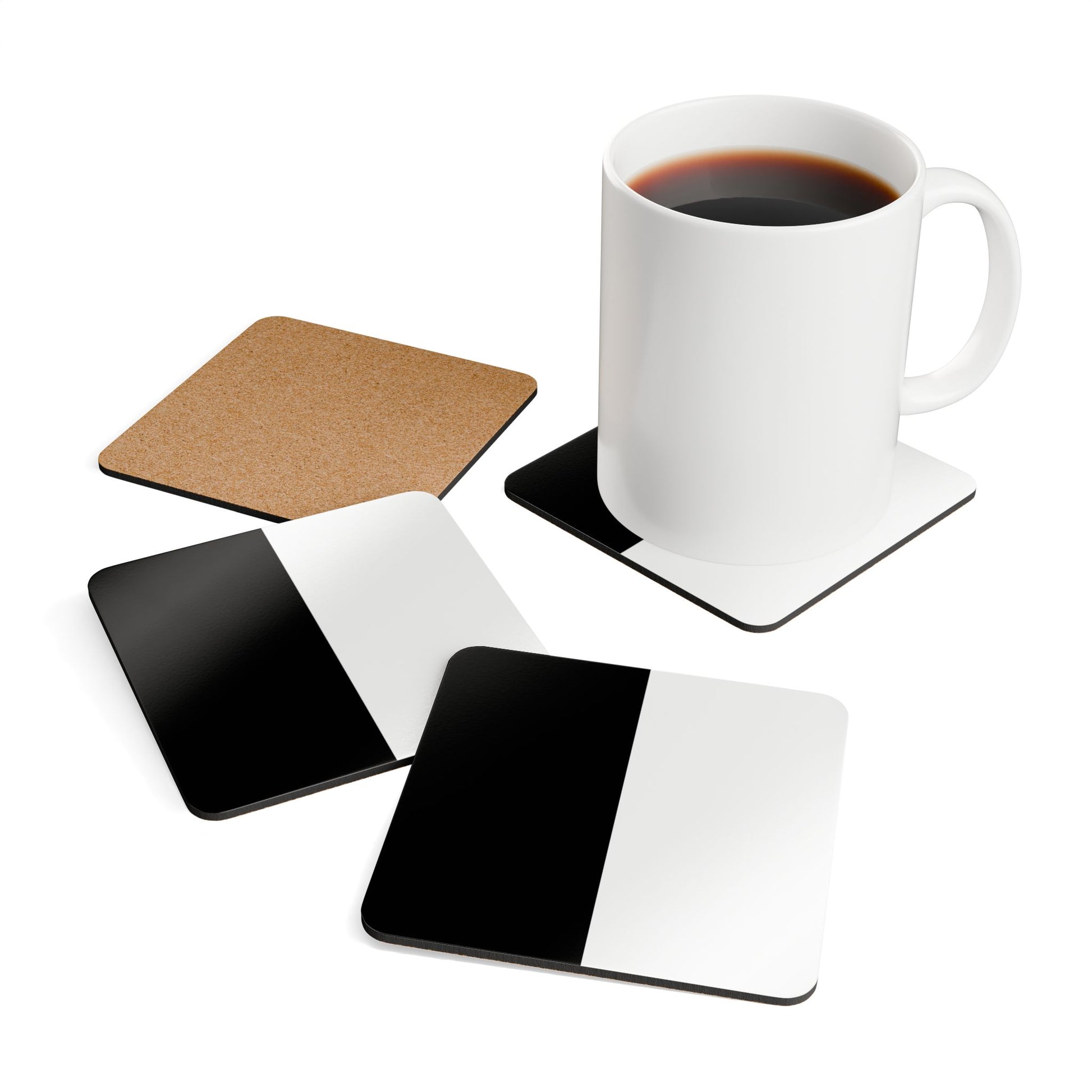 Half Black Half White - Cork Back Coaster Set - iSAW Company