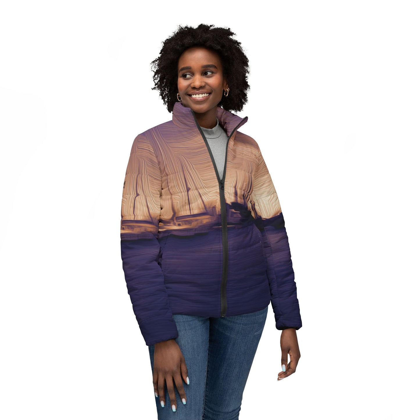 The Sleeping Yachts (at Sunset) - Womens Puffer Jacket - iSAW Company