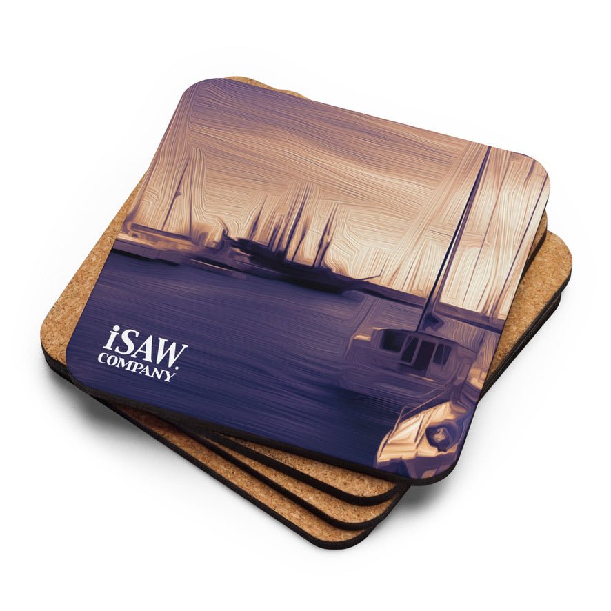 The Sleeping Yachts (at Sunset) - Cork Back Coaster - iSAW Company