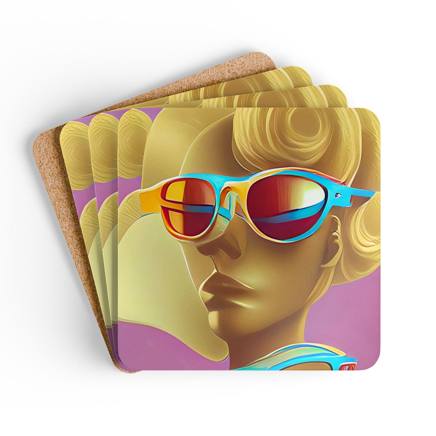 Retro Cool Pink - Cork Back Coaster Set - iSAW Company