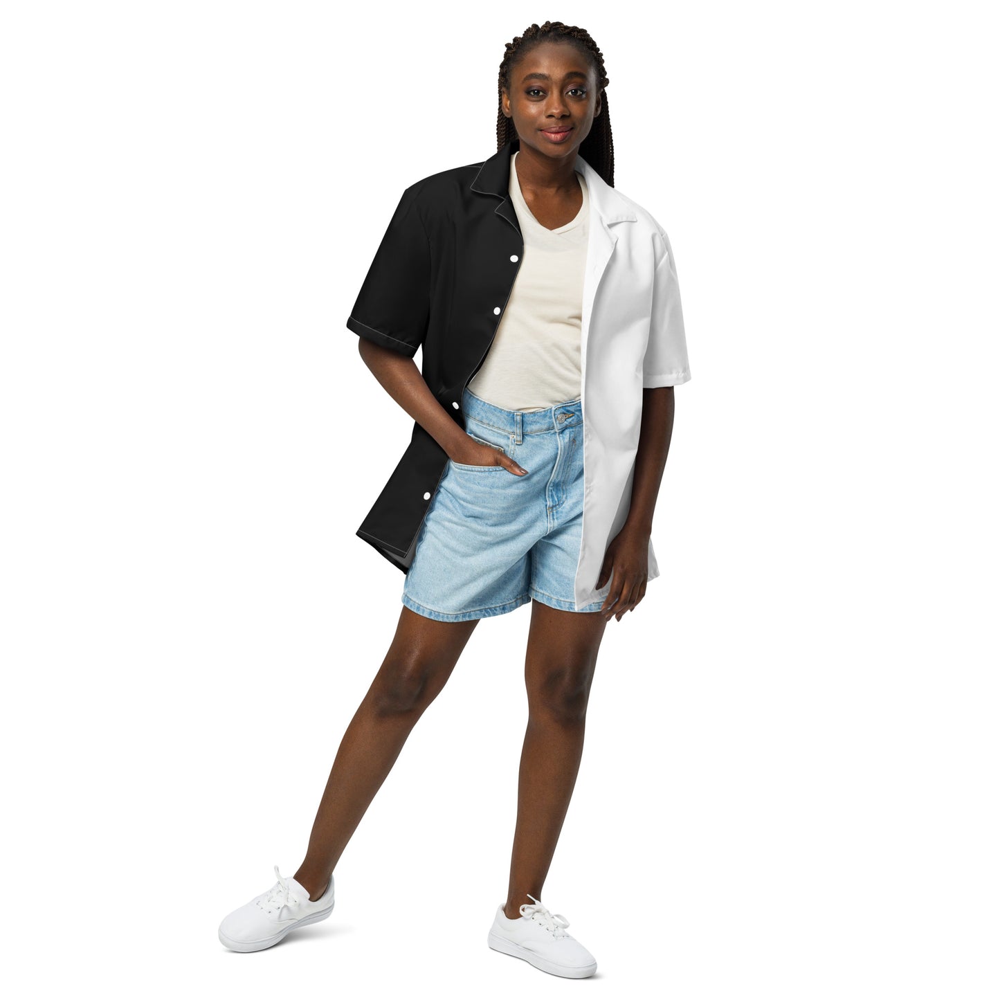 Half Black Half White - Unisex Button Shirt - iSAW Company