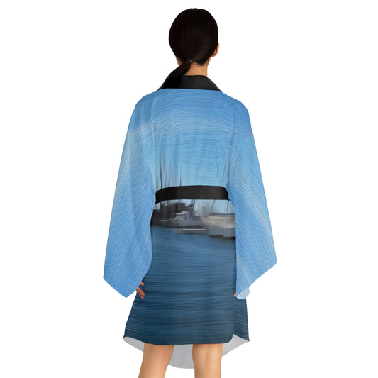 The Sleeping Yachts (at Morning) - Womens Long Sleeve Kimono Robe - iSAW Company