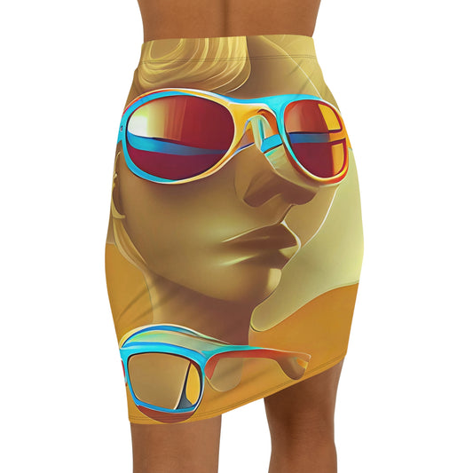 Retro Cool Orange - Womens Pencil Skirt - iSAW Company