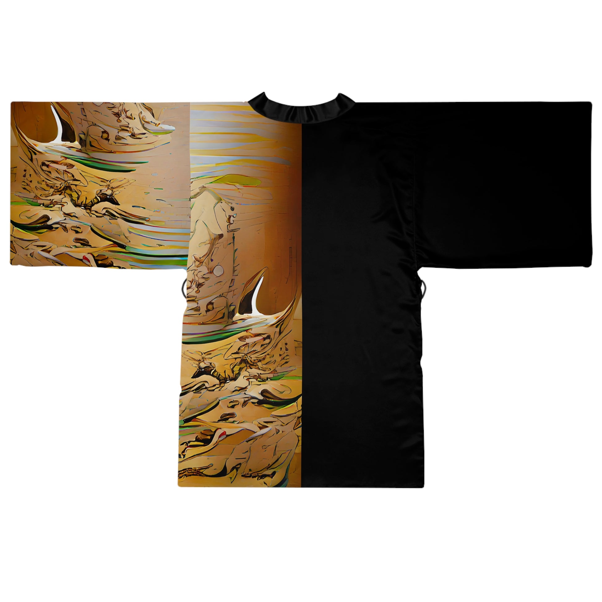 Half Black Half Gāolàng - Womens Long Sleeve Kimono Robe - iSAW Company