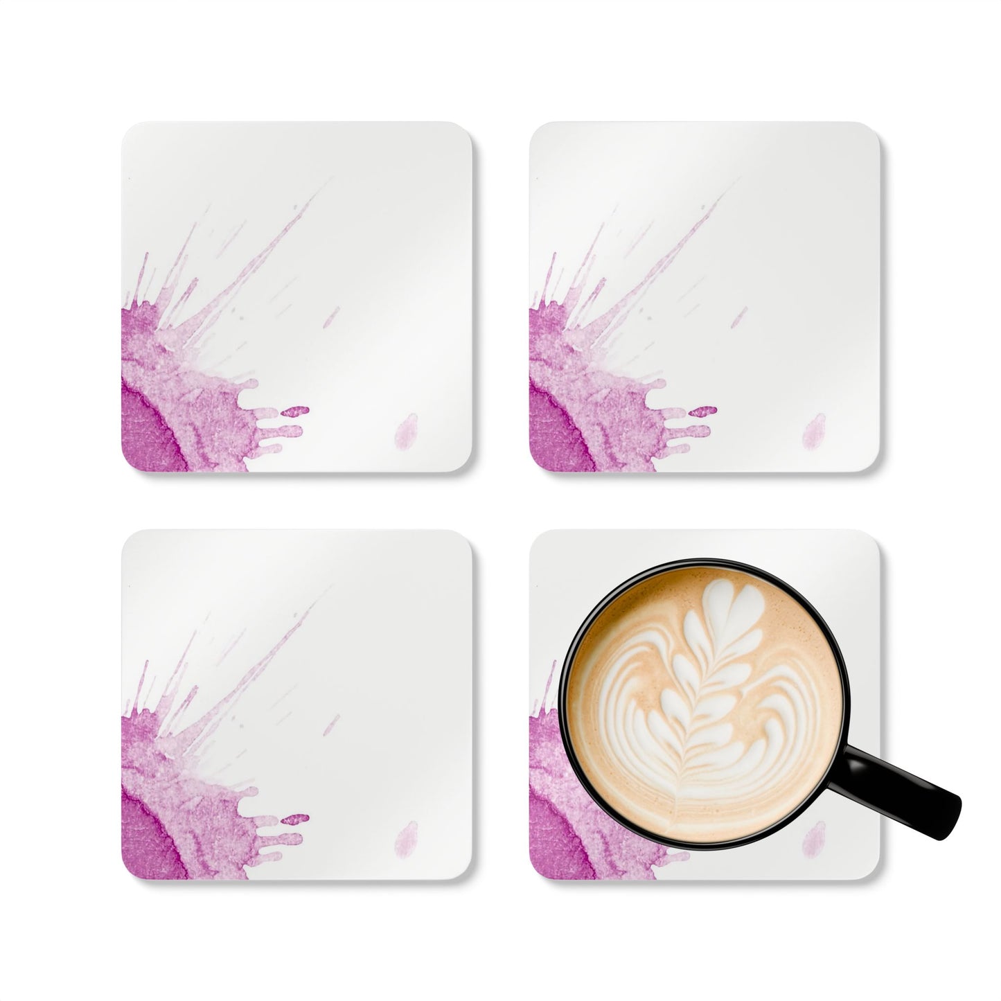 Watercolour Pink Splash - Cork Back Coaster Set - iSAW Company