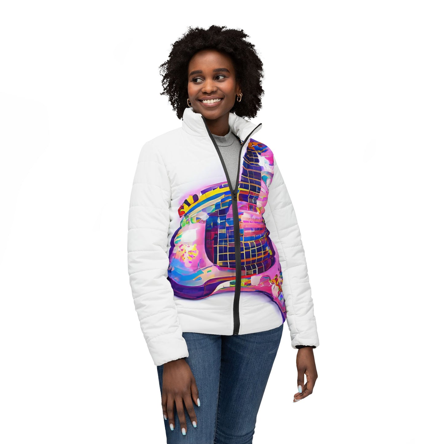 Hippie Guitar - Womens Puffer Jacket - iSAW Company