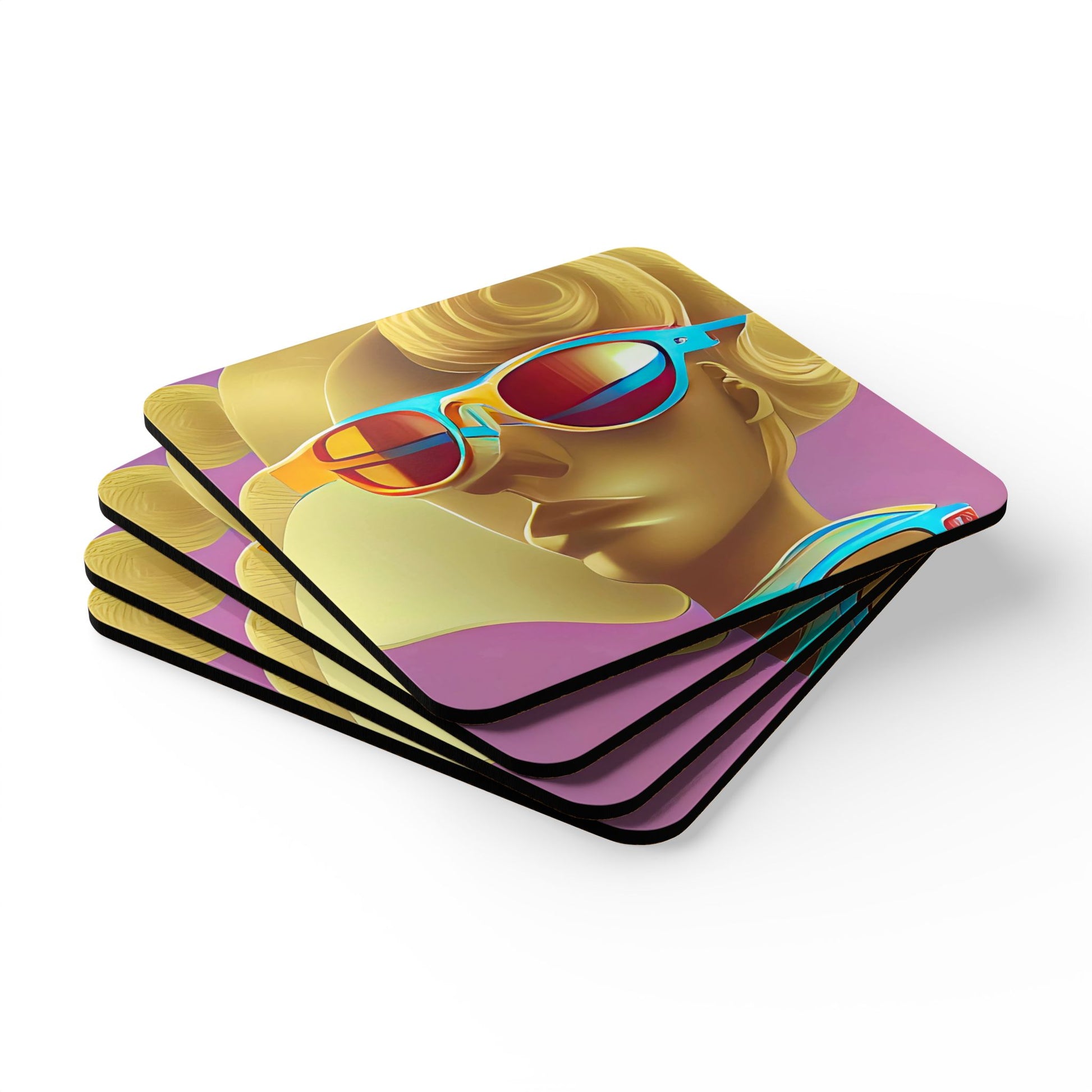 Retro Cool Pink - Cork Back Coaster Set - iSAW Company