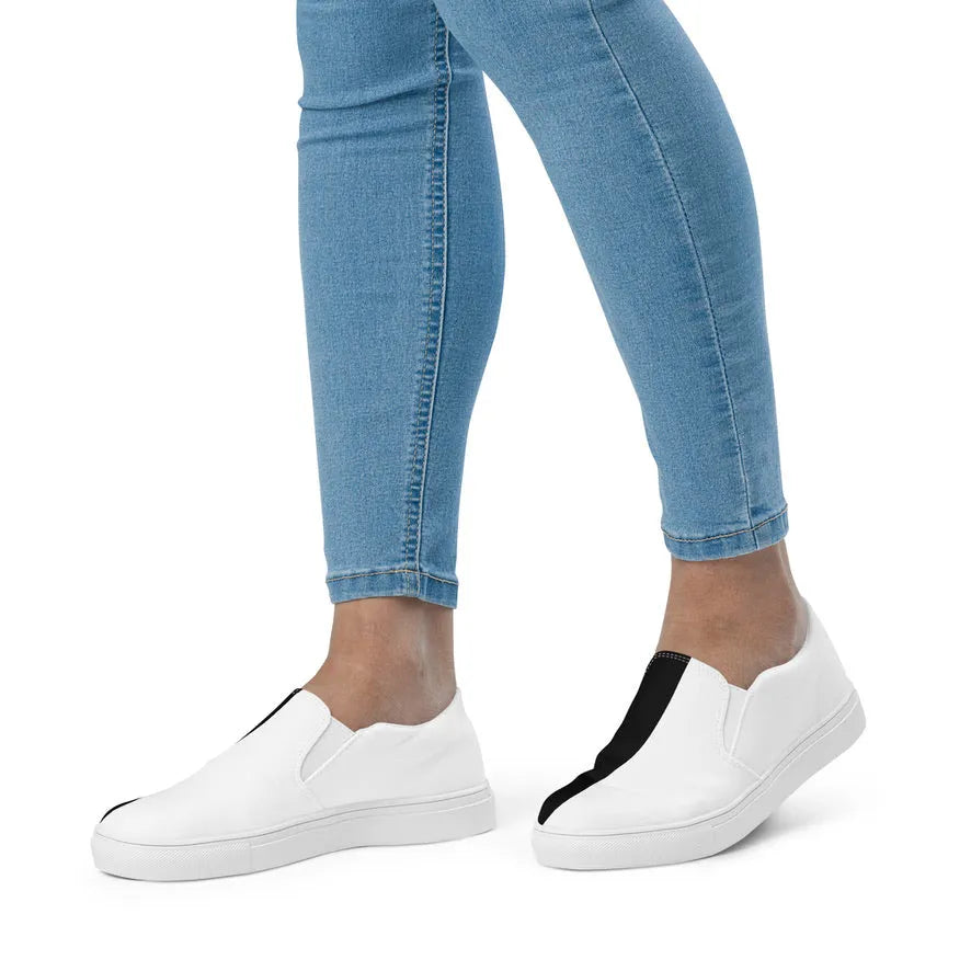 Half Black Half White - Womens Slip-On Canvas Shoes - iSAW Company