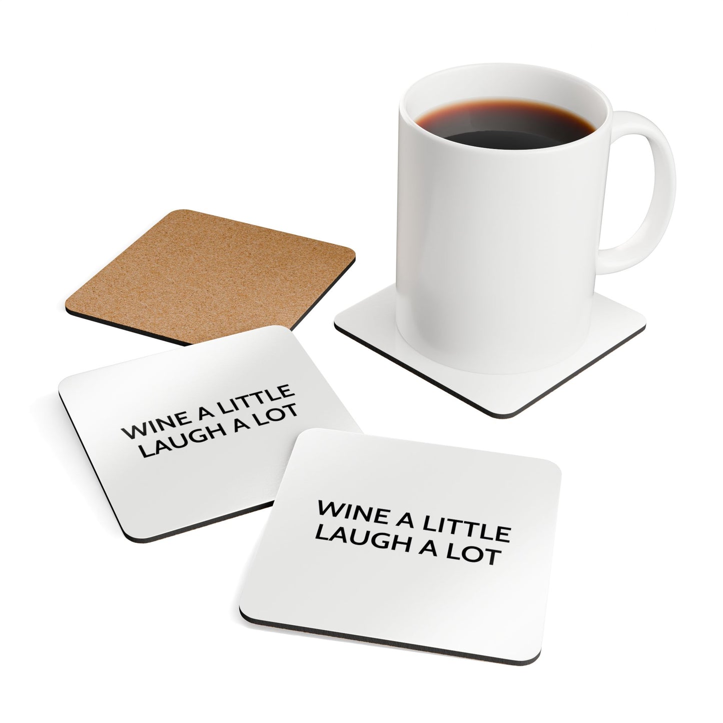 Wine A Little Laugh A Lot - White Cork Back Coaster Set - iSAW Company