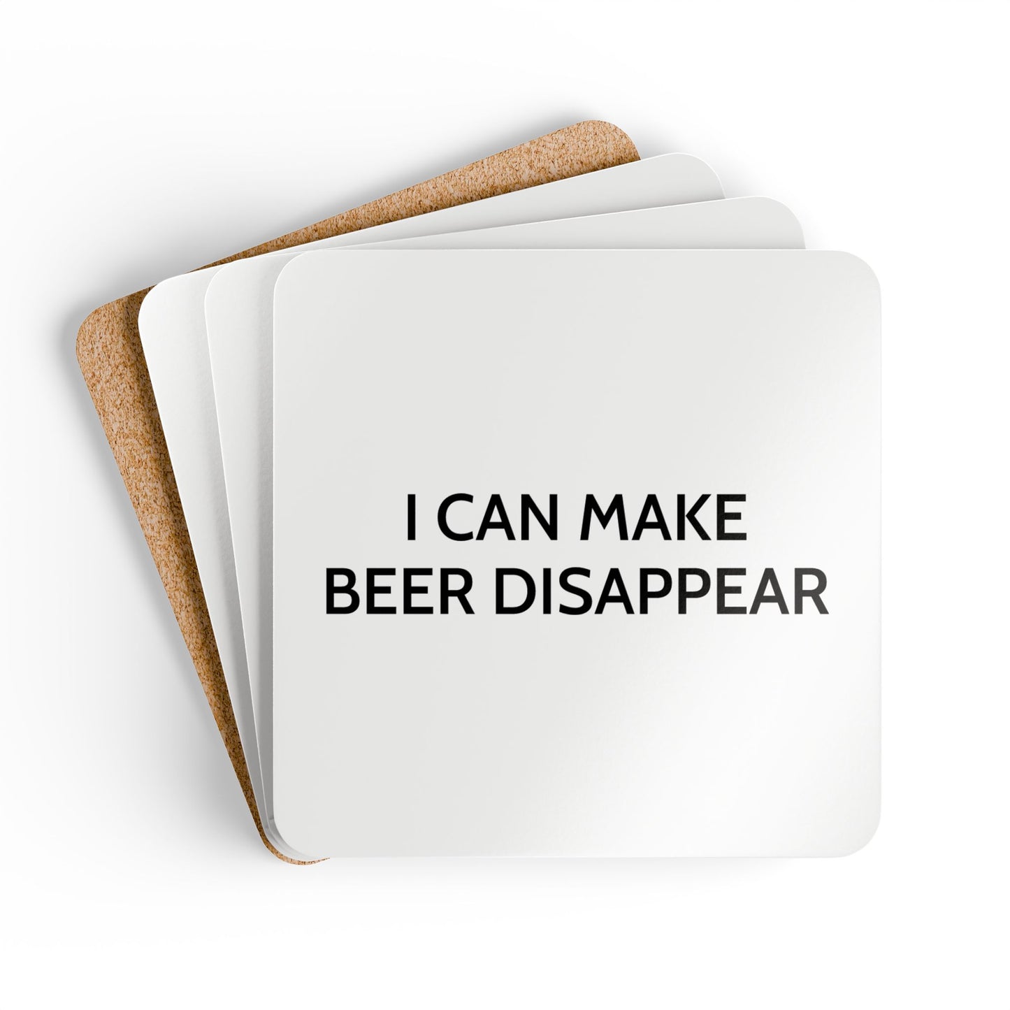 I Can Make Beer Disappear - White Cork Back Coaster Set - iSAW Company