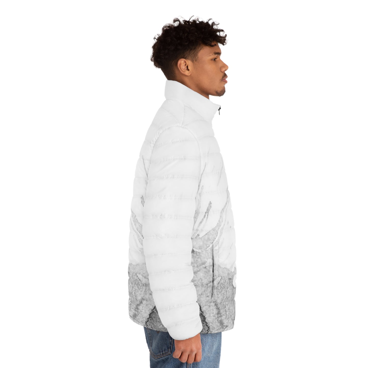 Watercolour Grey Splash - Mens Puffer Jacket - iSAW Company