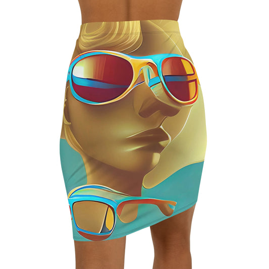 Retro Cool Blue - Womens Pencil Skirt - iSAW Company