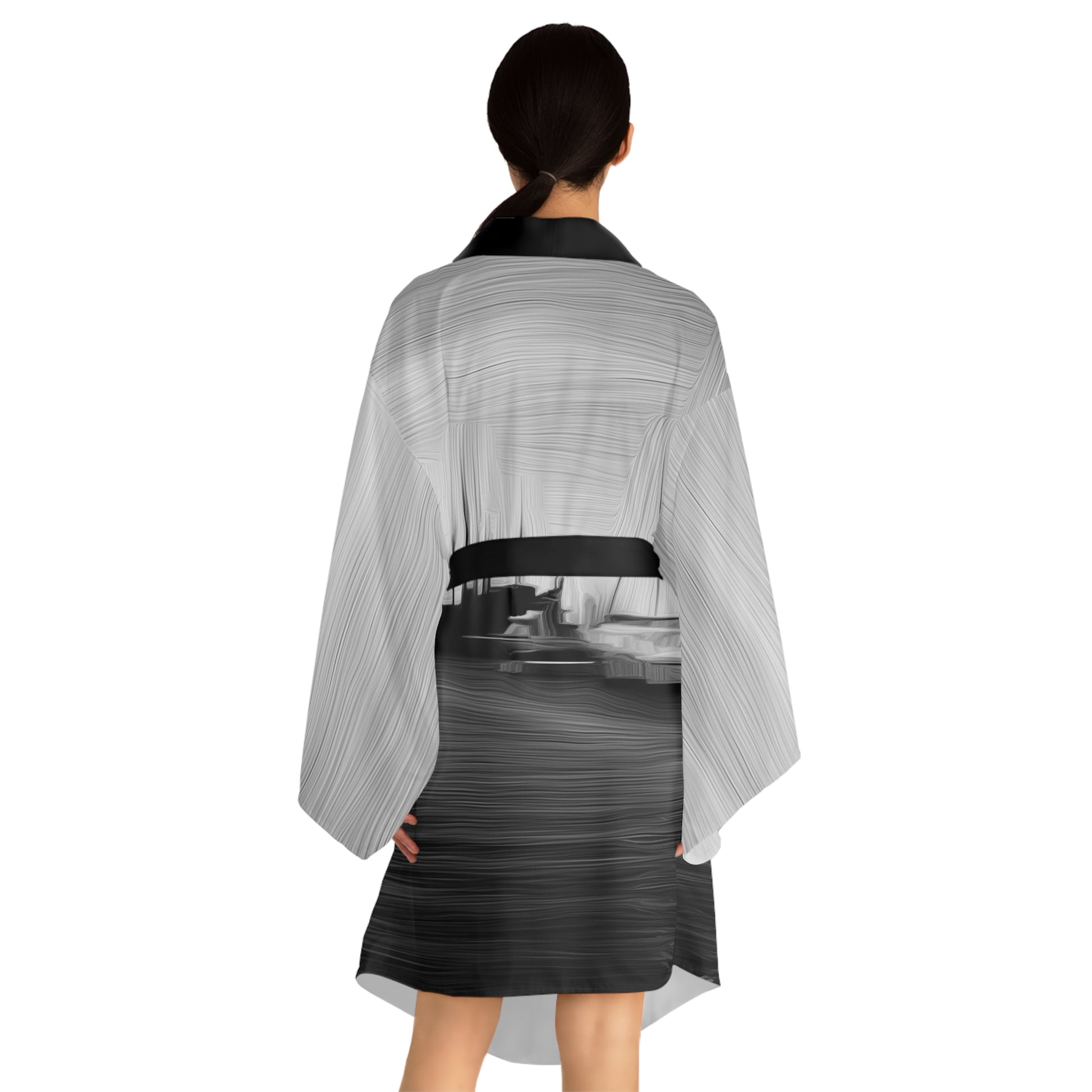 The Sleeping Yachts (at Night) - Womens Long Sleeve Kimono Robe - iSAW Company