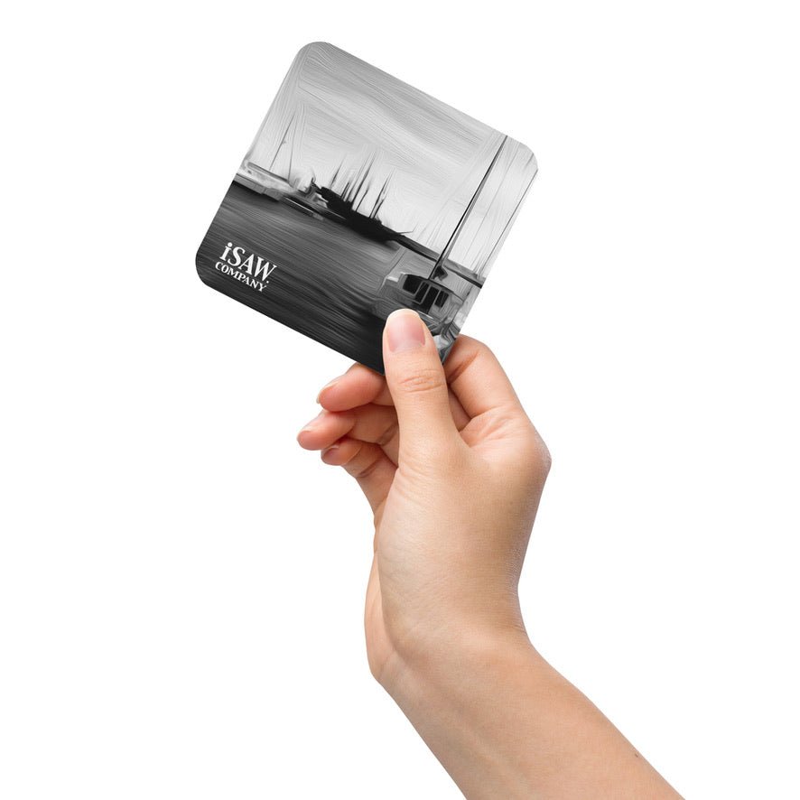 The Sleeping Yachts (at Night) - Cork Back Coaster - iSAW Company