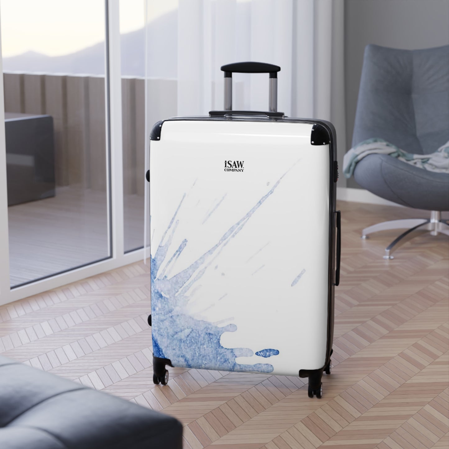 Watercolour Blue Splash - Hard - Shell Suitcase - iSAW Company